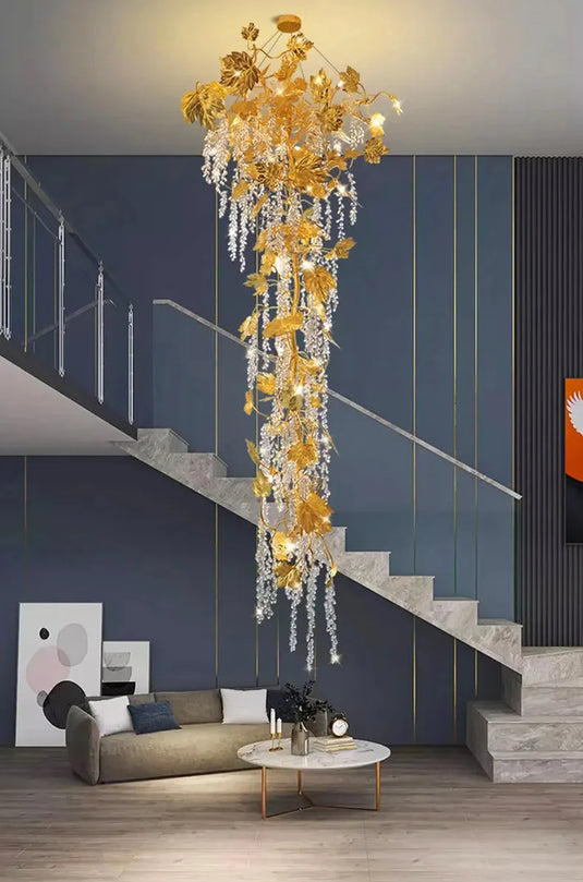 Autumn Leaves Fall Crystal Chandelier Lighting-GraffitiWallArt