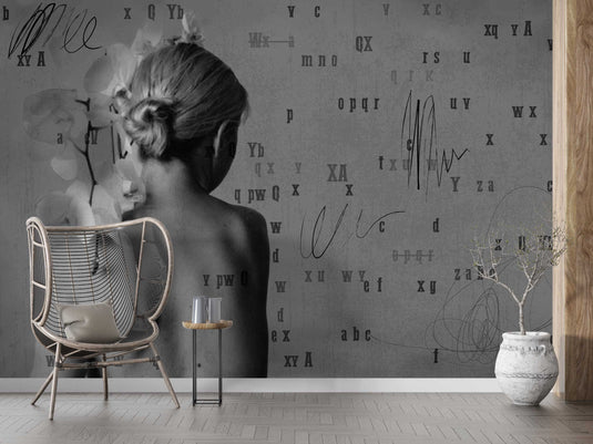 Backless Beauty - Living Room Wallpaper Mural-GraffitiWallArt