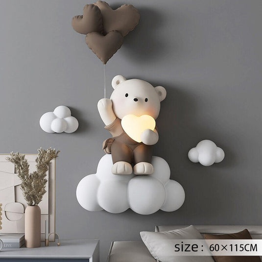 Balloon Bear Statue Wall Hanging Globe Light for Kids Room-GraffitiWallArt