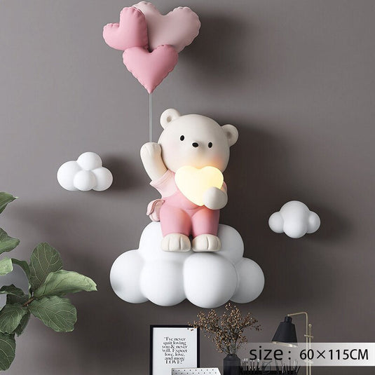 Balloon Bear Statue Wall Hanging Globe Light for Kids Room-GraffitiWallArt