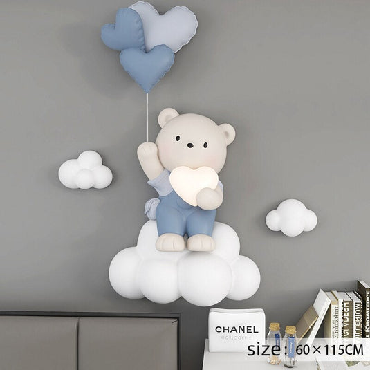 Balloon Bear Statue Wall Hanging Globe Light for Kids Room-GraffitiWallArt