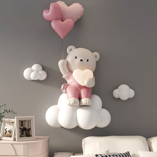 Balloon Bear Statue Wall Hanging Globe Light for Kids Room-GraffitiWallArt