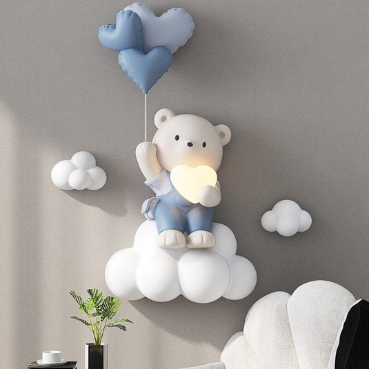 Balloon Bear Statue Wall Hanging Globe Light for Kids Room-GraffitiWallArt