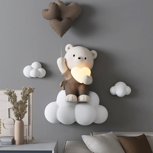 Balloon Bear Statue Wall Hanging Globe Light for Kids Room-GraffitiWallArt