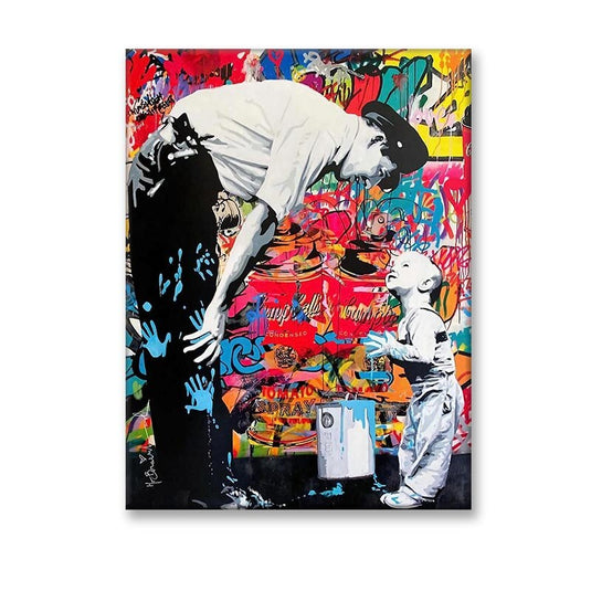 Banksy and Boy Canvas Wall Art-GraffitiWallArt