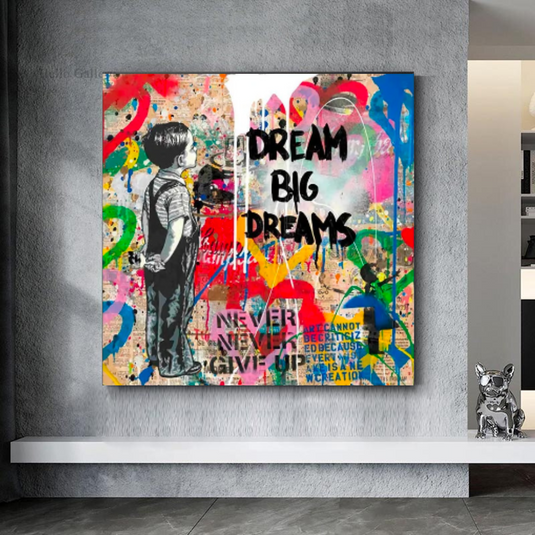 Banksy Artwork Dream Big Dreams Canvas Wall Art-GraffitiWallArt