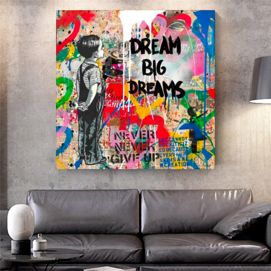 Banksy Artwork Dream Big Dreams Canvas Wall Art-GraffitiWallArt