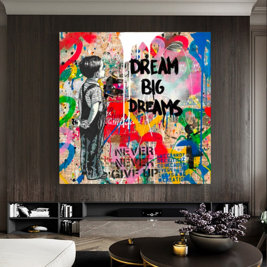 Banksy Artwork Dream Big Dreams Canvas Wall Art-GraffitiWallArt