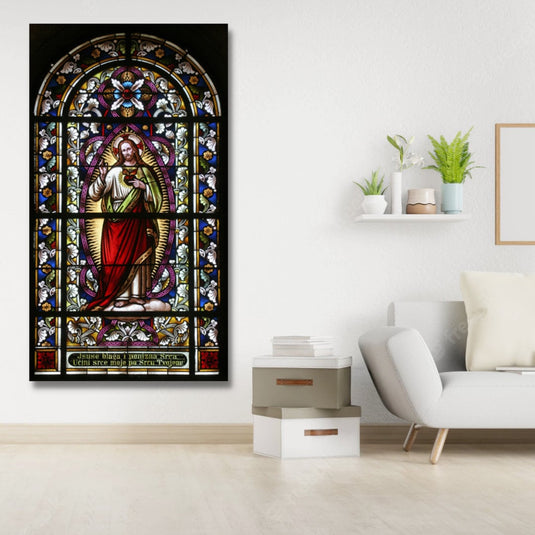 Banksy Canvas Poster Wall Art - Stained Glass Sacred Heart-GraffitiWallArt