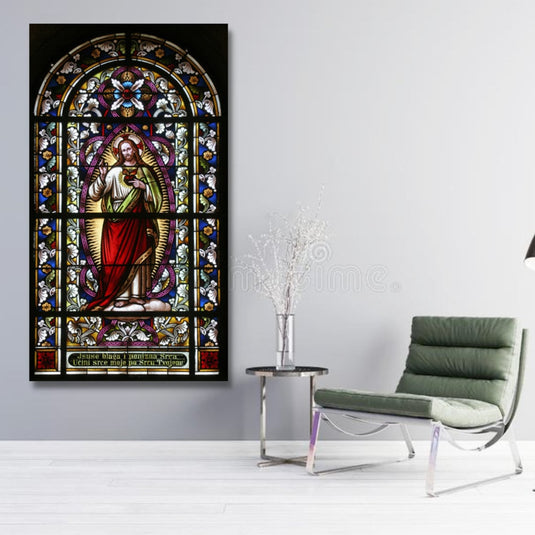 Banksy Canvas Poster Wall Art - Stained Glass Sacred Heart-GraffitiWallArt