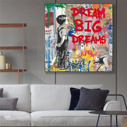 Banksy Dream Big Canvas Wall Art-GraffitiWallArt