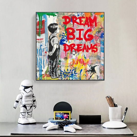 Banksy Dream Big Canvas Wall Art-GraffitiWallArt