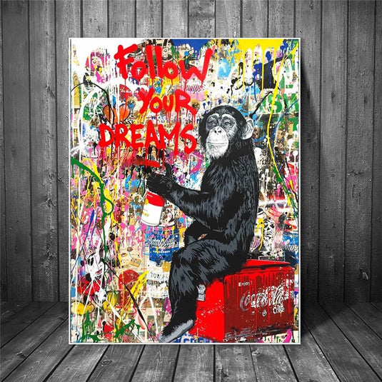 Banksy Follow Your Dreams Canvas Art Posters Modern Graffiti Art-GraffitiWallArt