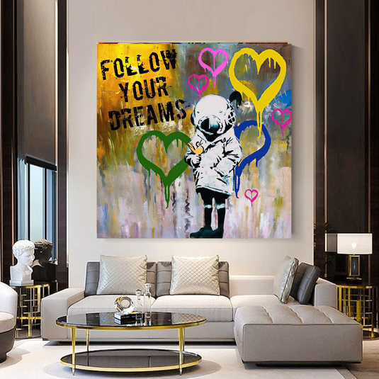 Banksy Follow Your Dreams Graffiti Canvas Wall Art-GraffitiWallArt