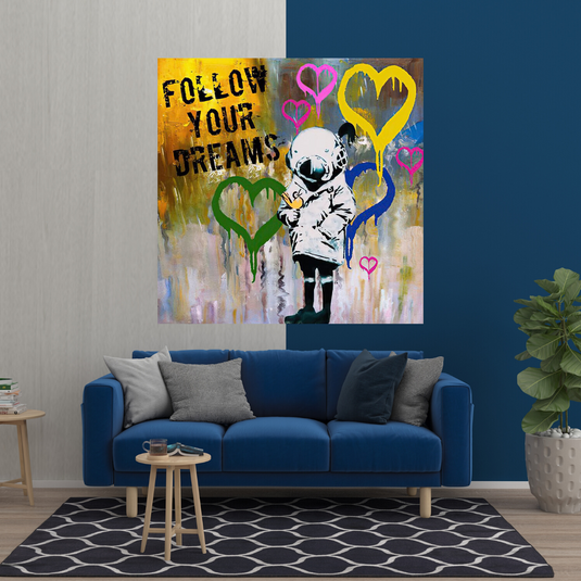 Banksy Follow Your Dreams Graffiti Canvas Wall Art-GraffitiWallArt