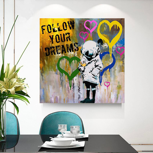 Banksy Follow Your Dreams Graffiti Canvas Wall Art-GraffitiWallArt