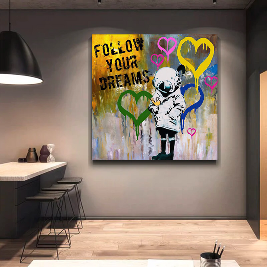 Banksy Follow Your Dreams Graffiti Canvas Wall Art-GraffitiWallArt