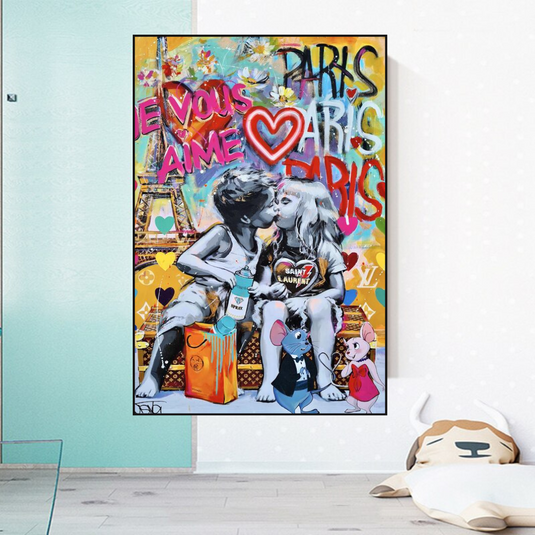 Banksy I Love You Canvas Wall Art - Add a Touch of Street Art-GraffitiWallArt