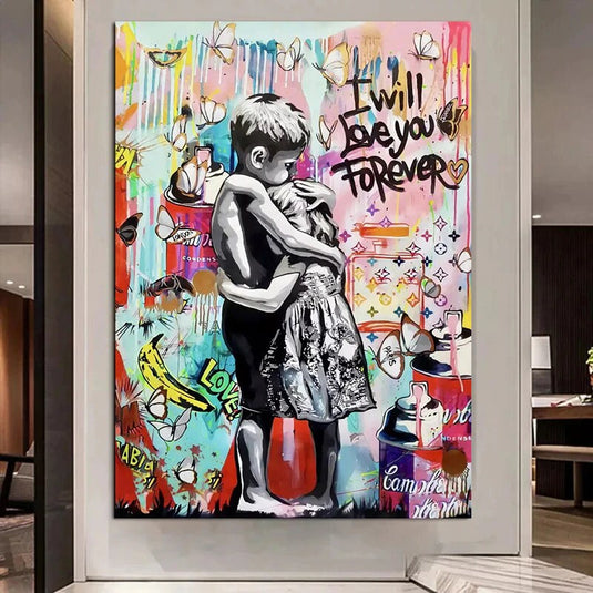 Banksy I will Love you forever Canvas Wall Art-GraffitiWallArt