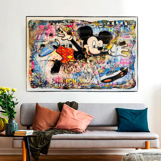 Banksy Mickey Mouse Supreme Canvas Wall Art-GraffitiWallArt