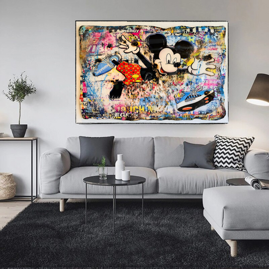 Banksy Mickey Mouse Supreme Canvas Wall Art-GraffitiWallArt