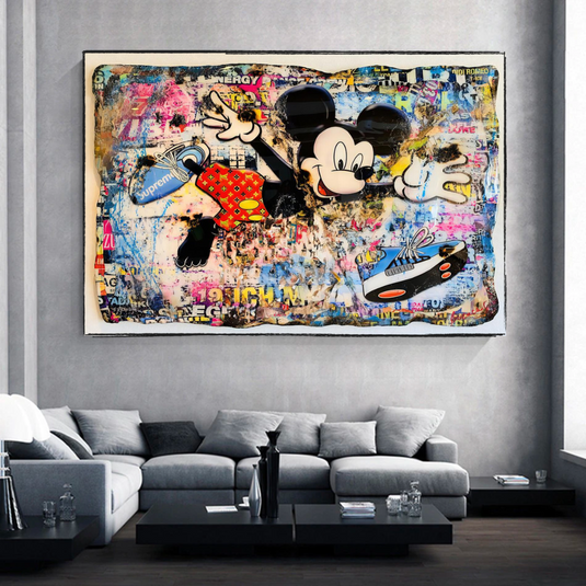 Banksy Mickey Mouse Supreme Canvas Wall Art-GraffitiWallArt