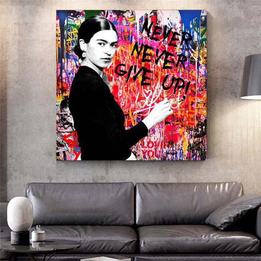 Banksy Never Give Up Canvas Wall Art-GraffitiWallArt