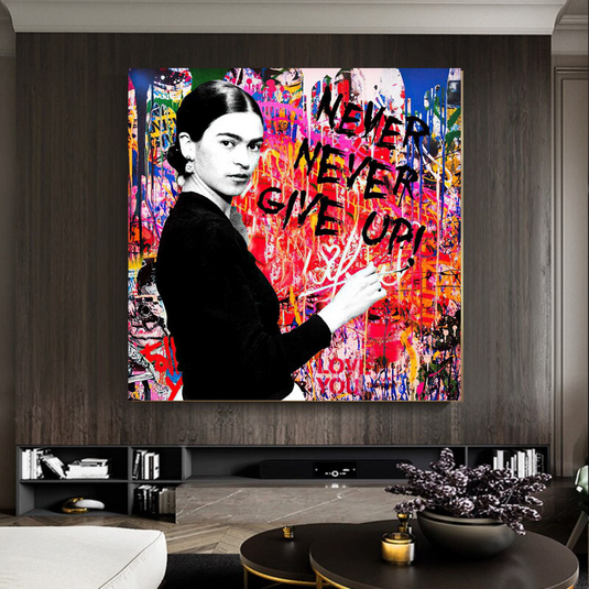 Banksy Never Give Up Canvas Wall Art-GraffitiWallArt