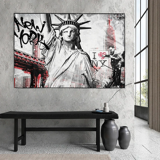 Banksy Statue of Liberty New York Canvas Wall Art-GraffitiWallArt