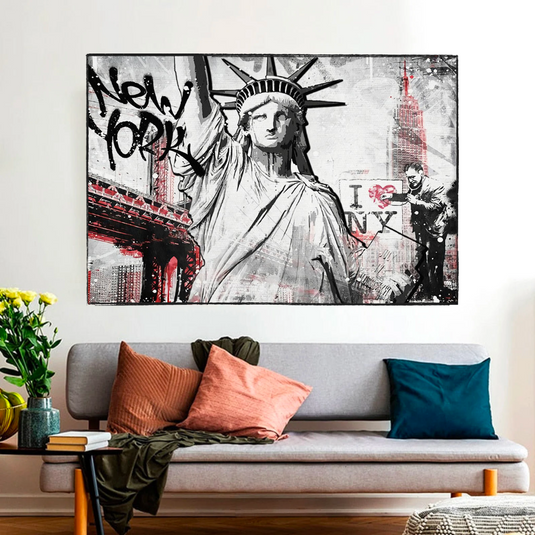 Banksy Statue of Liberty New York Canvas Wall Art-GraffitiWallArt