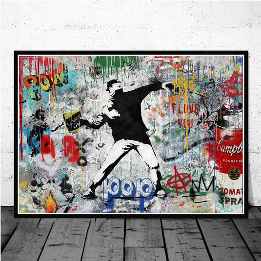 Banksy Street Art Canvas Prints Posters - Modern Pop Art for Living Room Decor-GraffitiWallArt