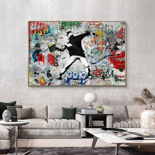 Banksy Street Art Canvas Prints Posters - Modern Pop Art for Living Room Decor-GraffitiWallArt