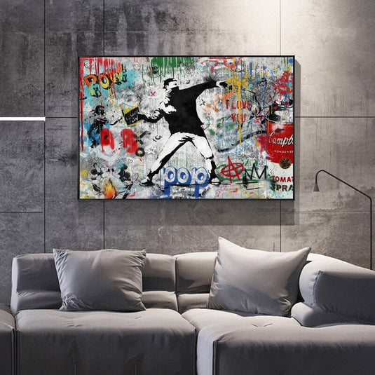 Banksy Street Art Canvas Prints Posters - Modern Pop Art for Living Room Decor-GraffitiWallArt