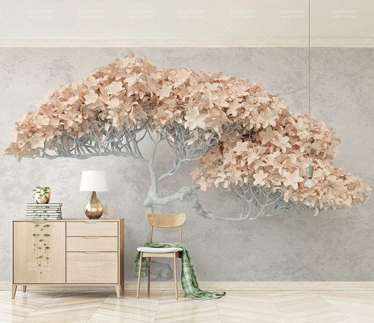 Beige Willow 3D Tree Wallpaper Murals - Transform Your Space-GraffitiWallArt