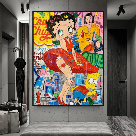 Betty Boop Graffiti Canvas Wall Art: Vibrant & Unique Décor-GraffitiWallArt