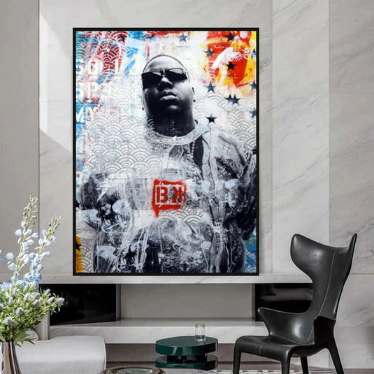 Biggie Smalls Singer Rapper Canvas Wall Art-GraffitiWallArt