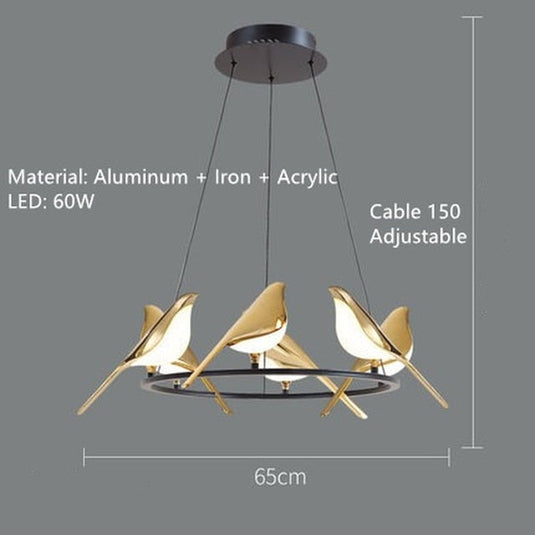 Bird Shaped Acrylic Chandelier: Elegant Lighting Solution-GraffitiWallArt