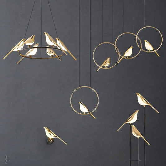 Bird Shaped Acrylic Chandelier: Elegant Lighting Solution-GraffitiWallArt