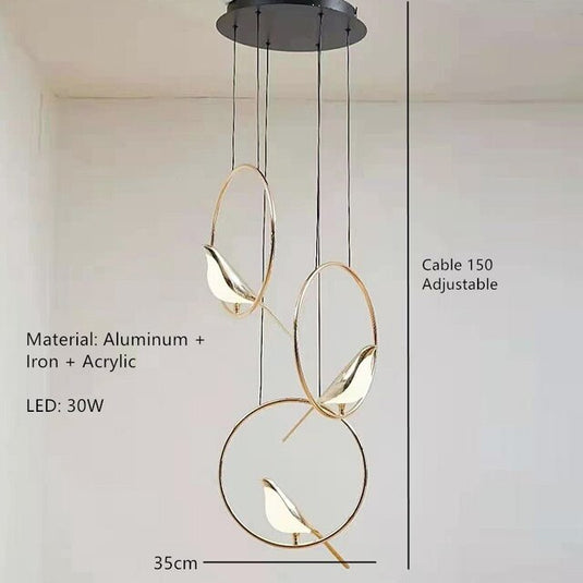 Bird Shaped Acrylic Chandelier: Elegant Lighting Solution-GraffitiWallArt