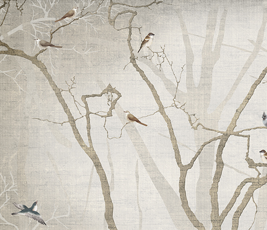 Birds on Tree Trunks Wallpaper Mural - Enhance Your Space-GraffitiWallArt