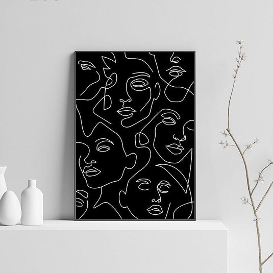 Black and White Abstract Line Canvas Wall Art - Minimalist Nordic Print-GraffitiWallArt