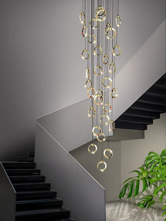 Black Minimalist Rotating Staircase Chandelier-GraffitiWallArt