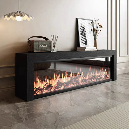 Black Oak Fireplace TV Cabinet Simulated Flames-GraffitiWallArt