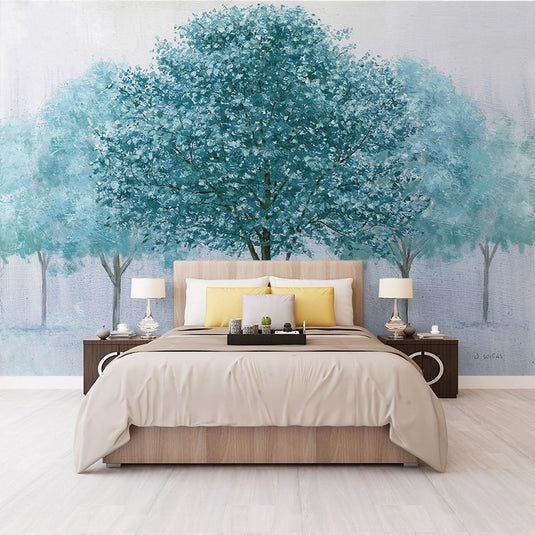 Blue Tranquility Tree Wall Mural-GraffitiWallArt