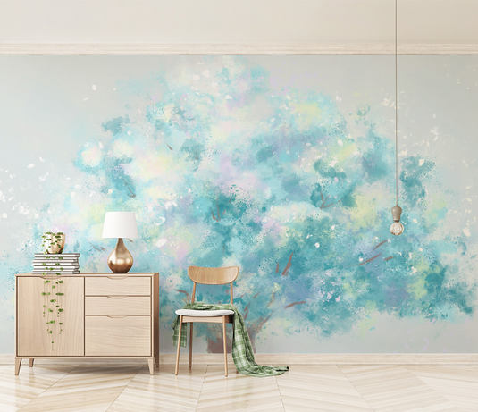 Blue Tree Theme Wallpaper Murals - Transform Your Space-GraffitiWallArt