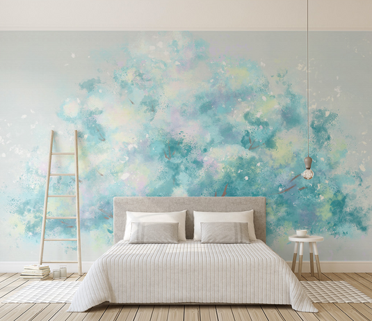 Blue Tree Theme Wallpaper Murals - Transform Your Space-GraffitiWallArt