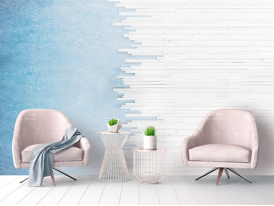 Blue & White Merge Lines Wallpaper Murals-GraffitiWallArt