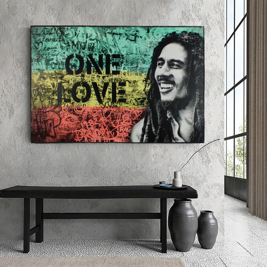 Bob Marley Singer Canvas Art: Expressive One Love-GraffitiWallArt