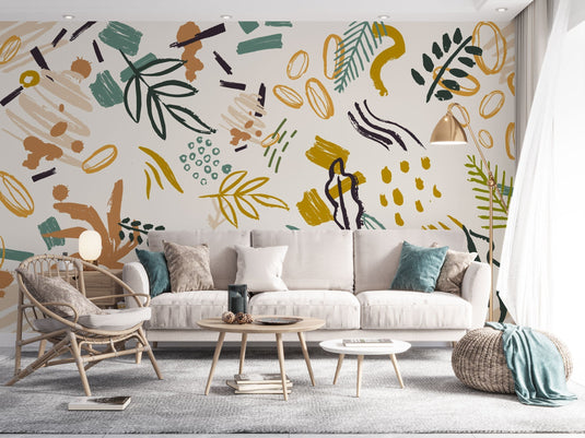 Bohemian Shapes Wallpaper Mural - Transform Your Space-GraffitiWallArt