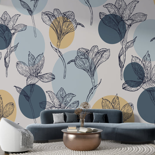 Boho Flowers Wallpaper Mural - Vibrant & Stylish Décor-GraffitiWallArt